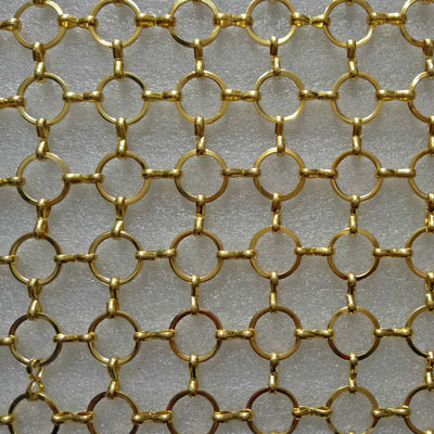 ODM Golden Metal Ring Mesh Decorative Fence 3.8mm Chain Mail Mesh