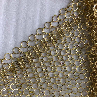ODM Golden Metal Ring Mesh Decorative Fence 3.8mm Chain Mail Mesh