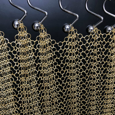 ODM Golden Metal Ring Mesh Decorative Fence 3.8mm Chain Mail Mesh