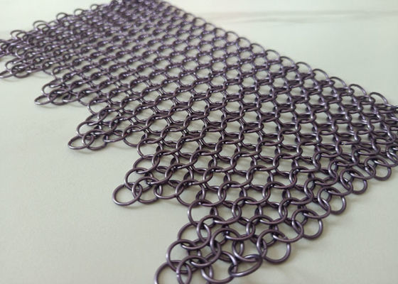 Purple Welded Stainless Steel Ring Mesh Curtain Anticorrosion 2.2kg/M2
