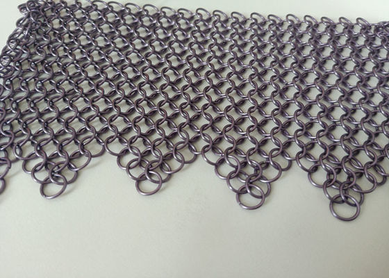Purple Welded Stainless Steel Ring Mesh Curtain Anticorrosion 2.2kg/M2