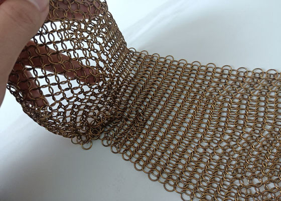 Antique Brass Chain Mail Ring Mesh Curtain Facade Architectural Decoration