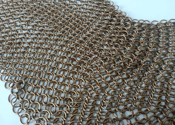 Antique Brass Chain Mail Ring Mesh Curtain Facade Architectural Decoration