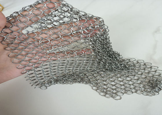 SS316 HDG PVD Metal Stainless Steel Ring Mesh Plain Woven For Exhibition Halls