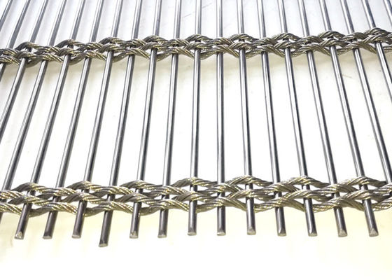Wire Rope Rod Woven Soft 63% Stainless Steel Architectural Mesh For Facade Cladding