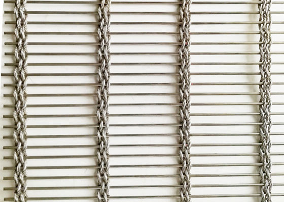 Wire Rope Rod Woven Soft 63% Stainless Steel Architectural Mesh For Facade Cladding