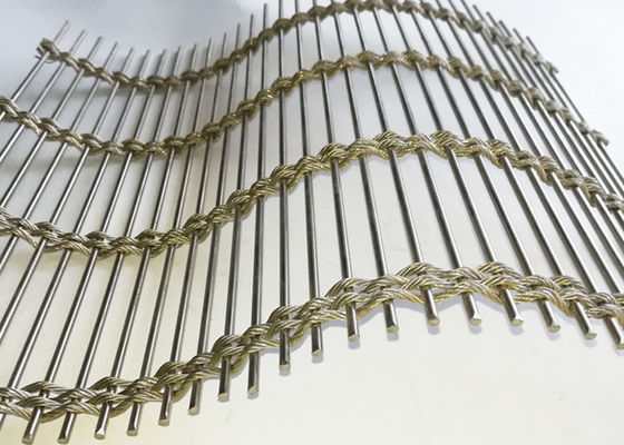 Wire Rope Rod Woven Soft 63% Stainless Steel Architectural Mesh For Facade Cladding