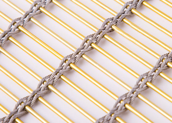 Rose Gold Stainless Steel Grill Mesh Curtain Plain Weave Metal Mesh Screen For Stairs