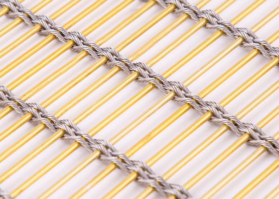 Rose Gold Stainless Steel Grill Mesh Curtain Plain Weave Metal Mesh Screen For Stairs