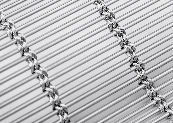 6m X 120m Stainless Steel Architectural Mesh Curtain Natural Color Woven MetalFabric Facade