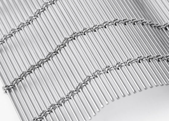 6m X 120m Stainless Steel Architectural Mesh Curtain Natural Color Woven MetalFabric Facade