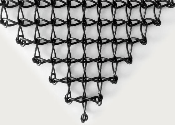 Powdered Vinyl Coated Stainless Steel Architectural Mesh Black Color Three Dimensional