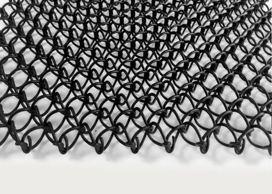 Powdered Vinyl Coated Stainless Steel Architectural Mesh Black Color Three Dimensional
