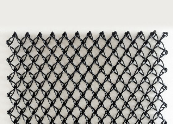 Powdered Vinyl Coated Stainless Steel Architectural Mesh Black Color Three Dimensional