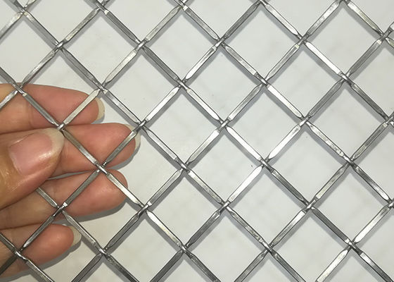 Interior 316l Stainless Steel Wire Mesh Crimps Woven Metal Building Facade using