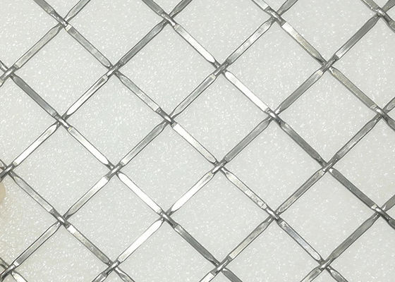 Interior 316l Stainless Steel Wire Mesh Crimps Woven Metal Building Facade using