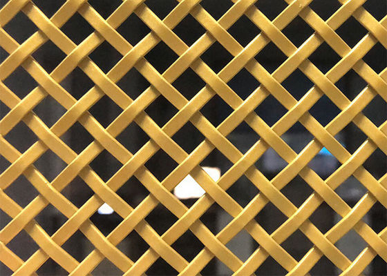 Light Brass Color Fireproof Decorative Architectural Woven Mesh For Hall Screen Parition