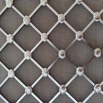 Metallic Architectural Woven Wire Mesh Stainless Steel Woven Wire Mesh Grille For Cabinet Decoration